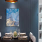 Wall Art 50cmx70cm Light Blue Marble with Gold Splash