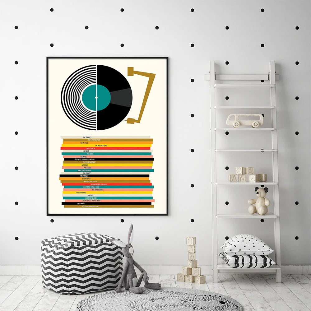 Wall Art 50cmx70cm Music - Black Frame Canvas - Home &