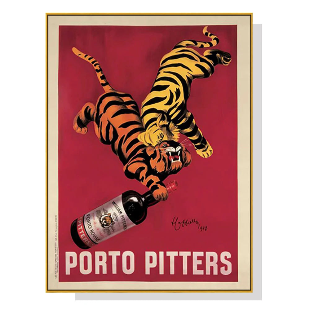 Wall Art 50cmx70cm Porto Pitters Vintage Canvas Gold Frame