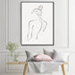 Wall Art 50cmx70cm Woman Back Line Art - Black Frame Canvas