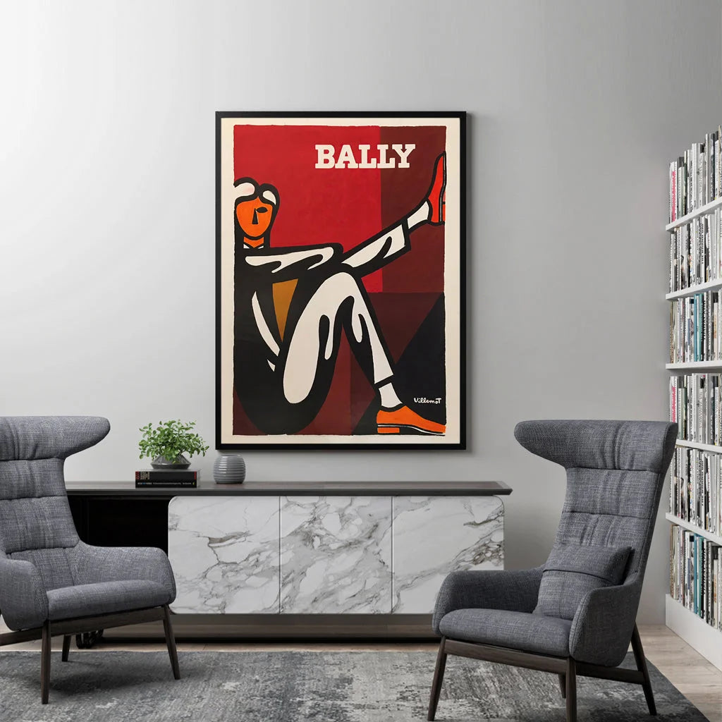 Wall Art - 60cm x 90cm Bally Man by Villemot Black Frame