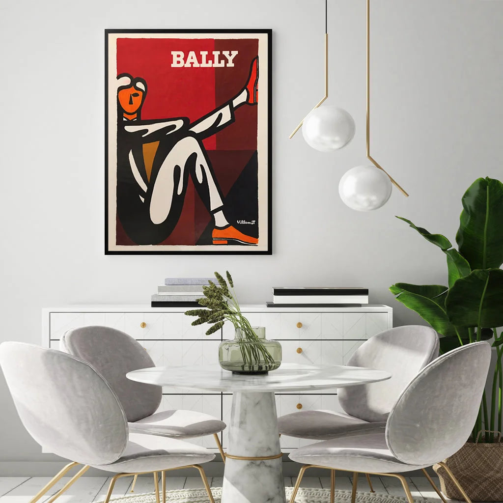 Wall Art - 60cm x 90cm Bally Man by Villemot Black Frame