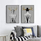 Wall Art - 60cm x 90cm Girl With Gold Horn 2 Sets Black