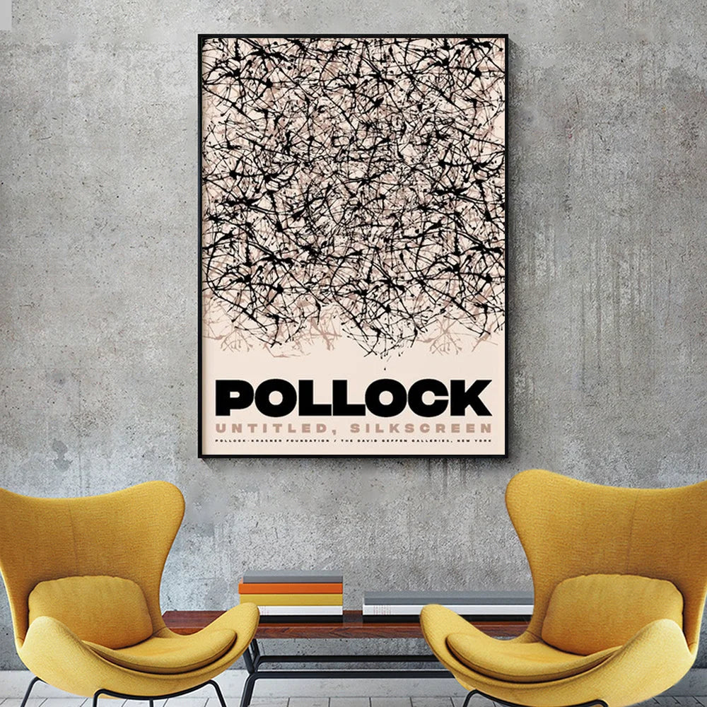 Wall Art 60cm x 90cm Jackson Pollock Exhibition II Black