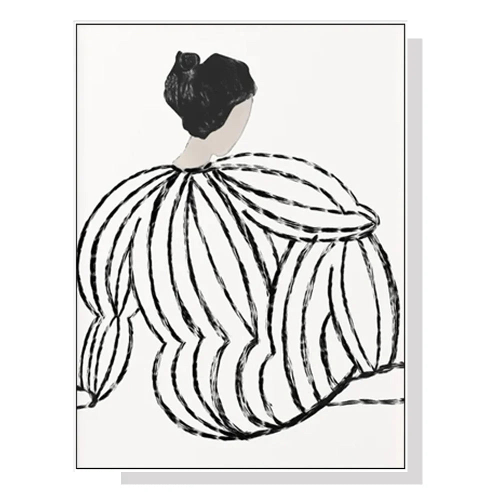 Wall Art - 60cm x 90cm Modern Lady White Frame Canvas