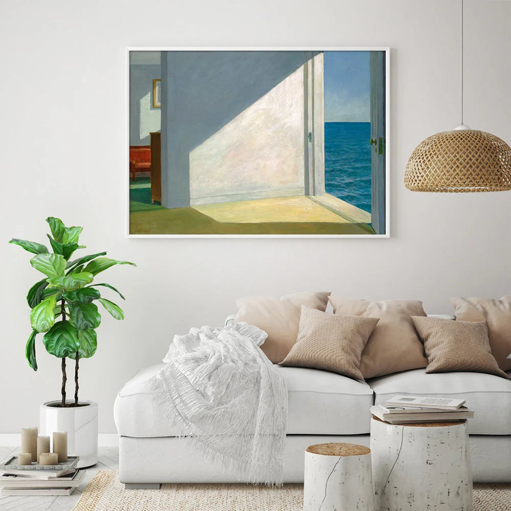 Wall Art 60cm x 90cm Room by The Sea by Edward Hopper White