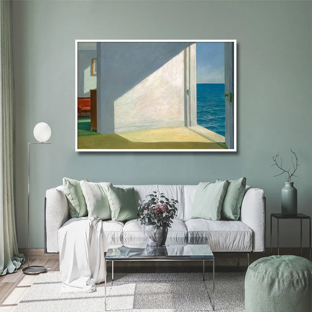 Wall Art 60cm x 90cm Room by The Sea by Edward Hopper White