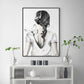 Wall Art 60cm x 90cm Woman Back with Butterfly Black Frame
