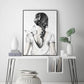 Wall Art 60cm x 90cm Woman Back with Butterfly Black Frame