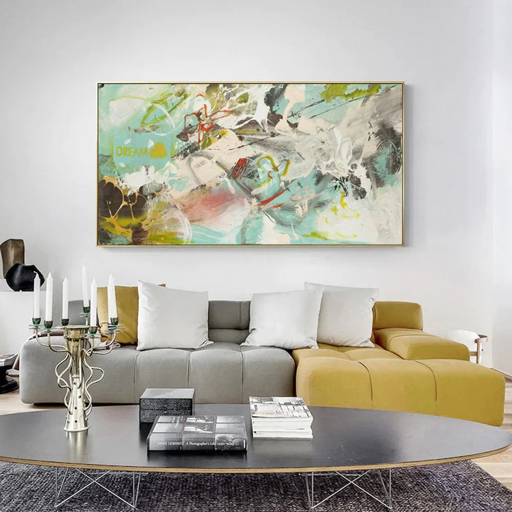 Wall Art 60cmx120cm Dream Dream Canvas Gold Frame - Home &