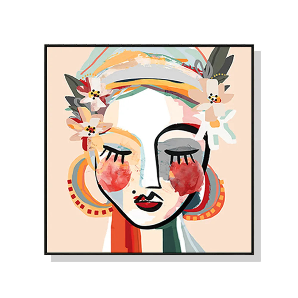 Wall Art 60cmx60cm Sophie - Black Frame Canvas - Home &