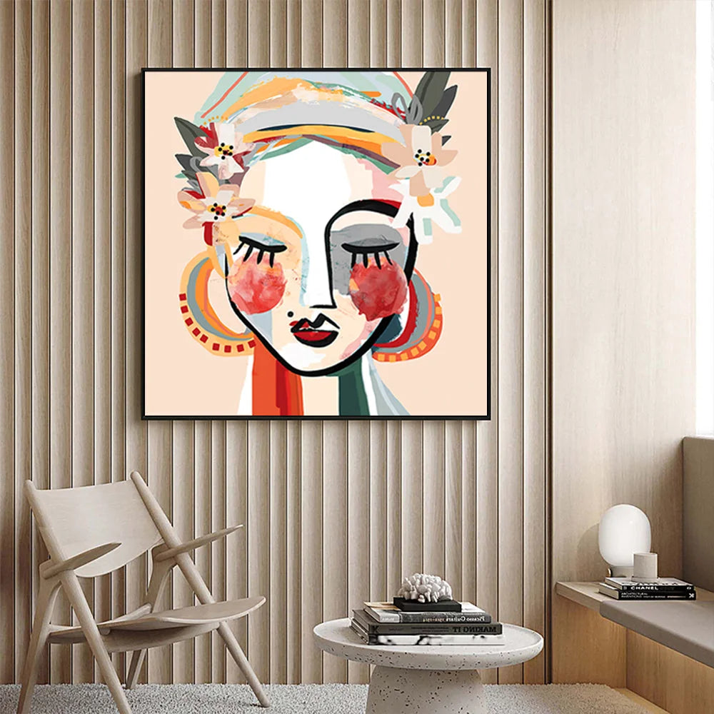 Wall Art 60cmx60cm Sophie - Black Frame Canvas - Home &