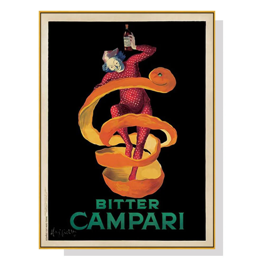 Wall Art 60cmx90cm Bitter Campari Canvas Gold Frame - Home