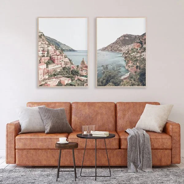 Wall Art 60cmx90cm Italy Positano 2 Sets Canvas Wood Frame