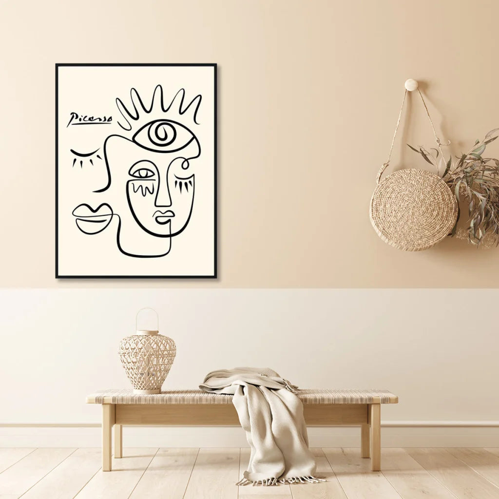 Wall Art 60cmx90cm Line Art by Pablo Picasso - Black Frame