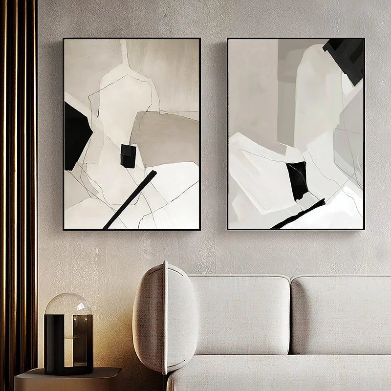 Wall Art 60cmx90cm Modern Abstract 3 Sets - Black Frame