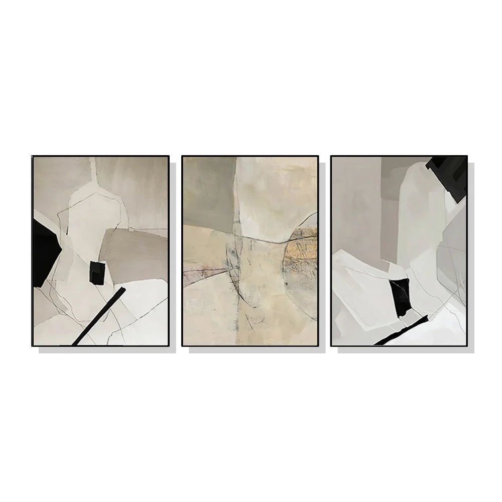 Wall Art 60cmx90cm Modern Abstract 3 Sets - Black Frame