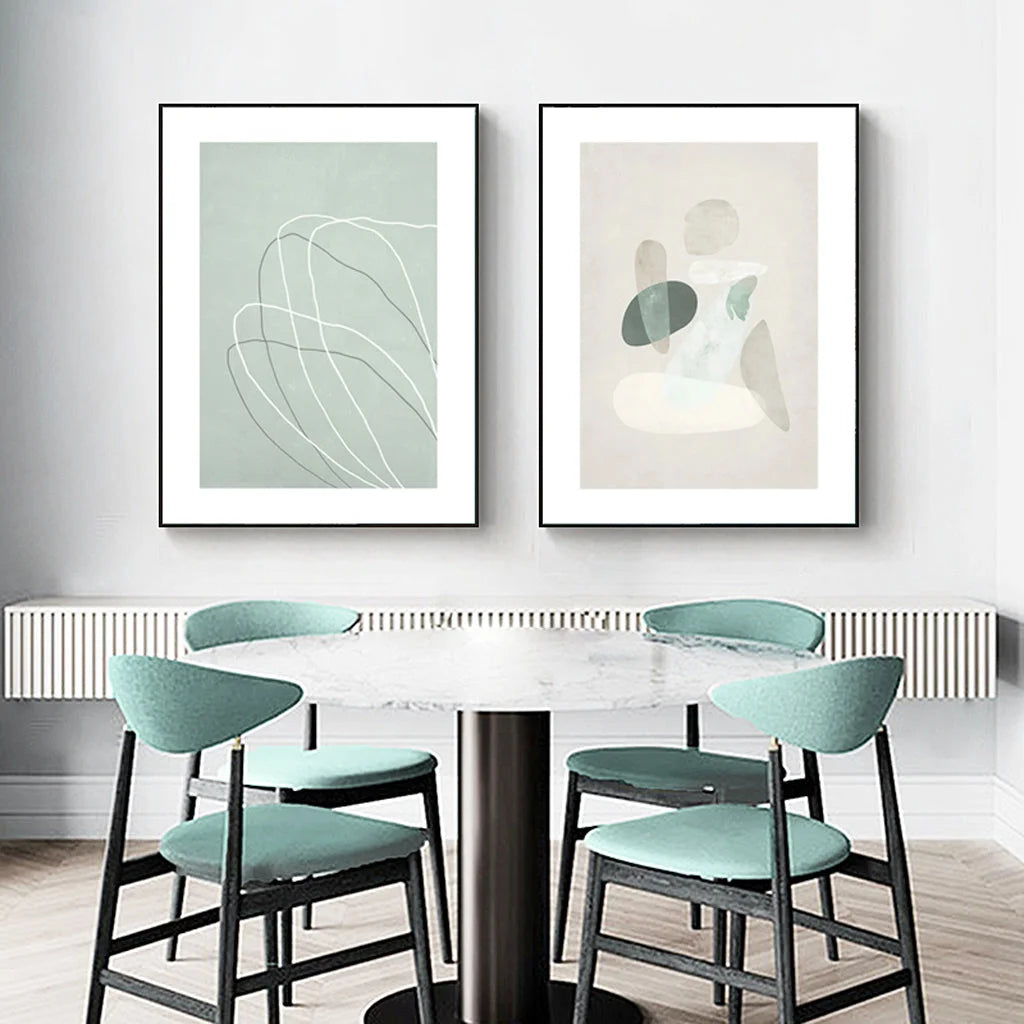 Wall Art - 70cm x 100cm Abstract Body & Lines 2 Sets Black