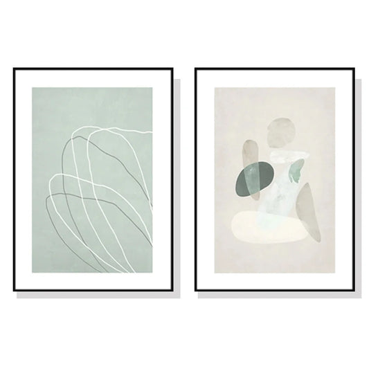 Wall Art - 70cm x 100cm Abstract Body & Lines 2 Sets Black