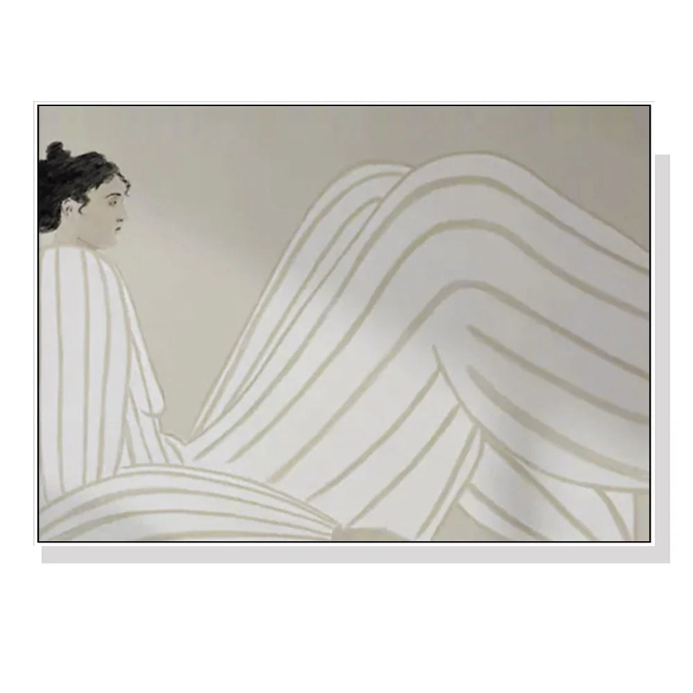 Wall Art 70cm x 100cm Abstract Lady White Frame Canvas