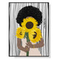 Wall Art 70cm x 100cm African Woman Sunflower Black Frame