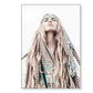 Wall Art 70cm x 100cm BOHO Girl White Frame Canvas - Home &