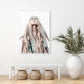 Wall Art 70cm x 100cm BOHO Girl White Frame Canvas - Home &