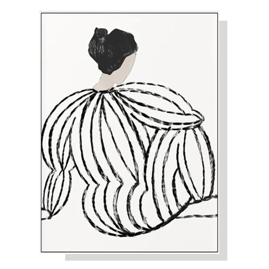 Wall Art - 70cm x 100cm Modern Lady White Frame Canvas