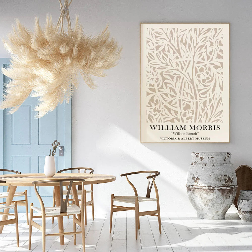 Wall Art 70cm x 100cm William Morris Neutral Wood Frame