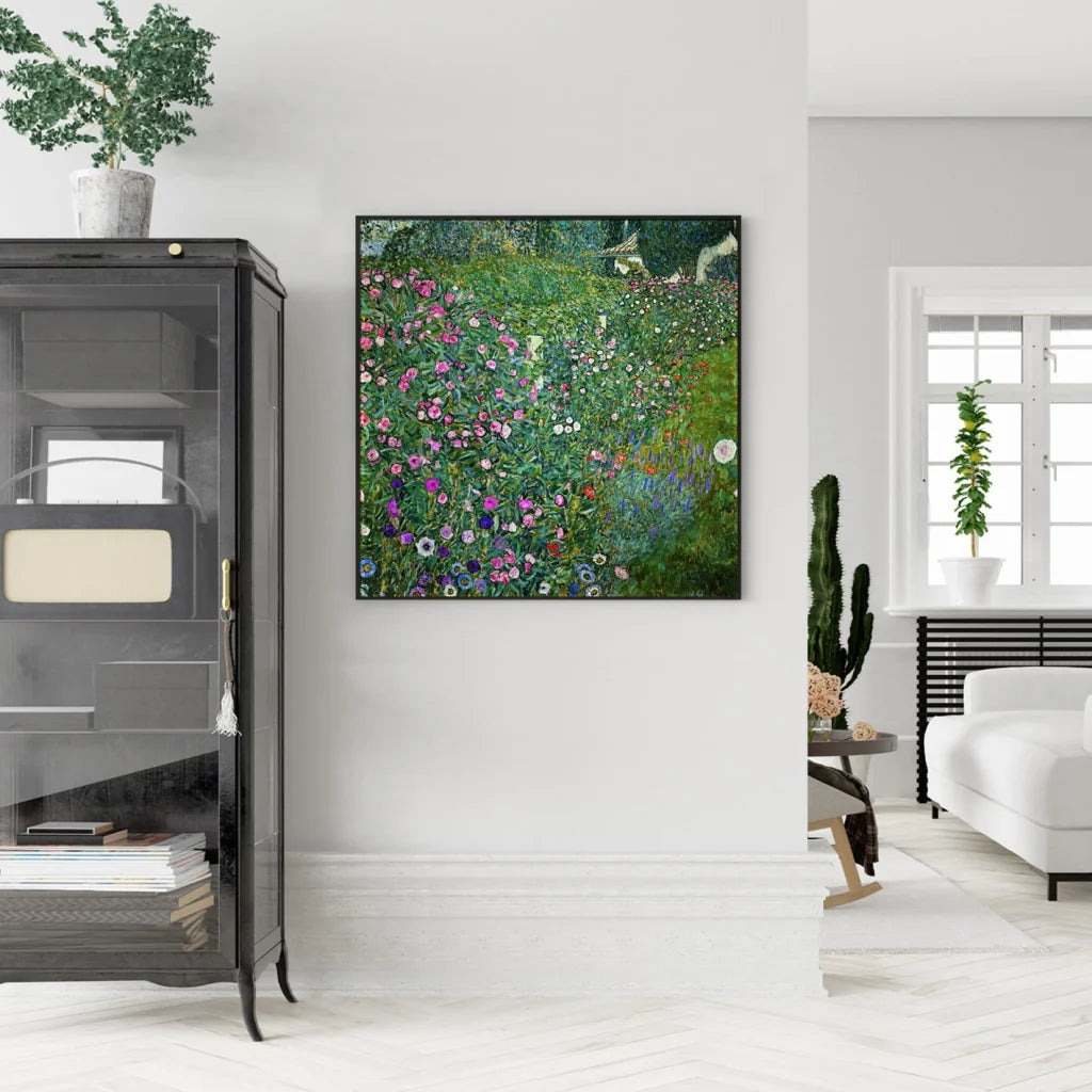 Wall Art 70cm x 70cm Italian Garden by Gustav Klimt Black