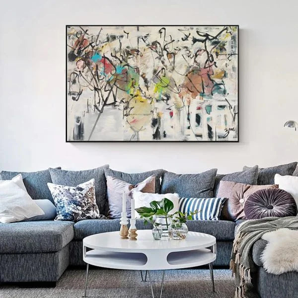 Wall Art 70cmx100cm Abstract White Dream Canvas Black Frame