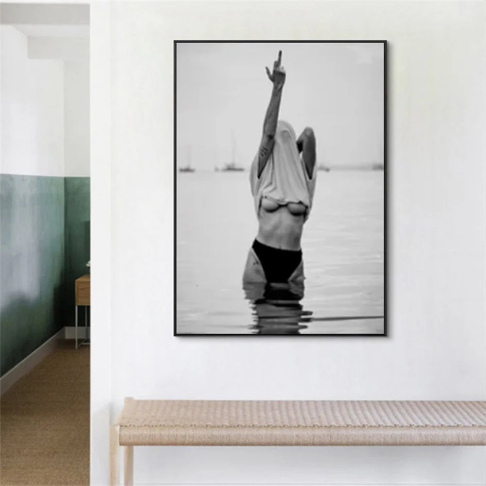 Wall Art 70cmx100cm Feminist Print - Black Frame Canvas