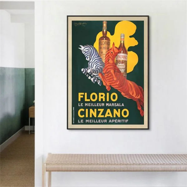Wall Art 70cmx100cm Florio Cinzano Canvas Black Frame