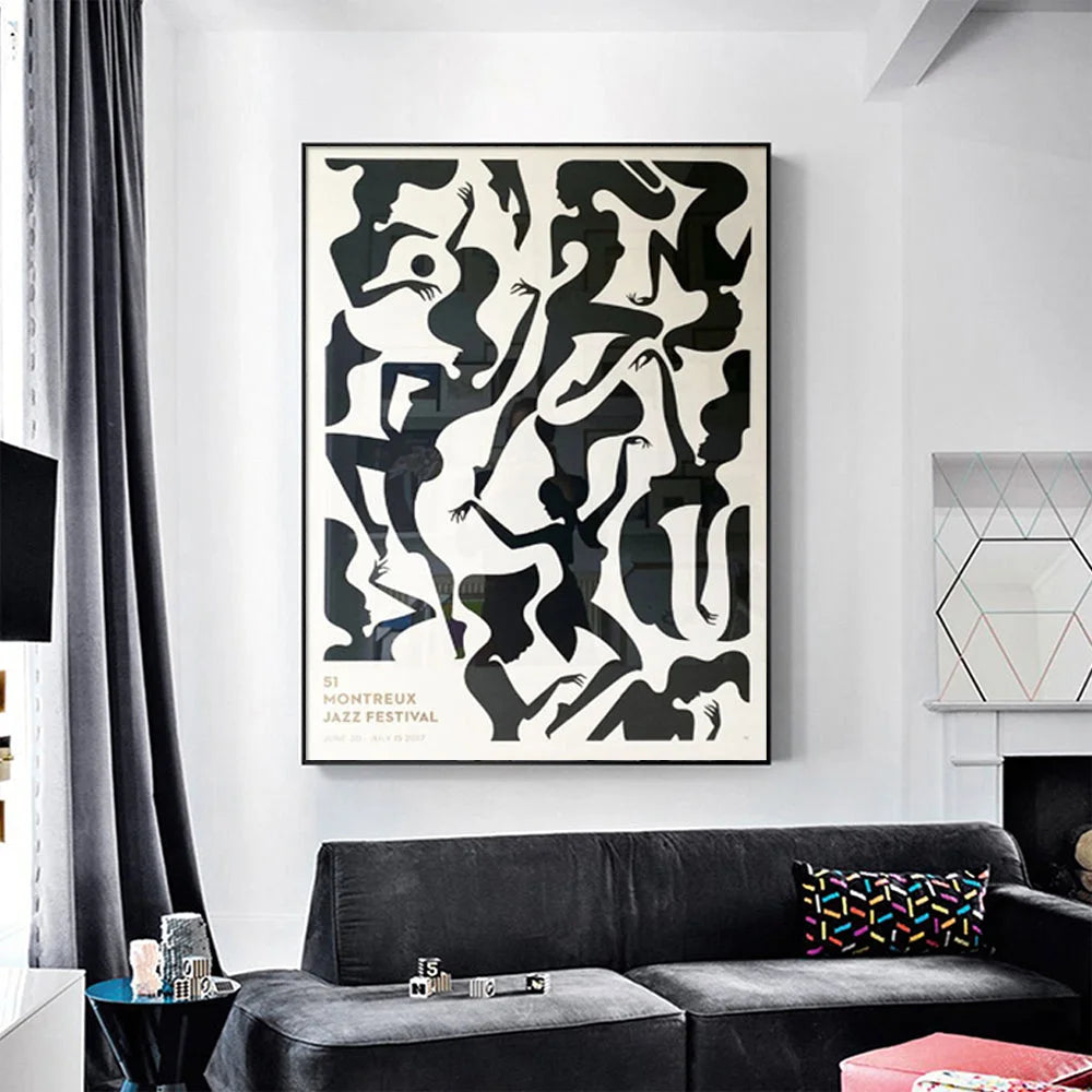 Wall Art 70cmx100cm Jazz Festival - Black Frame Canvas