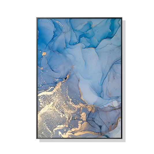 Wall Art 70cmx100cm Light Blue Marble with Gold Splash