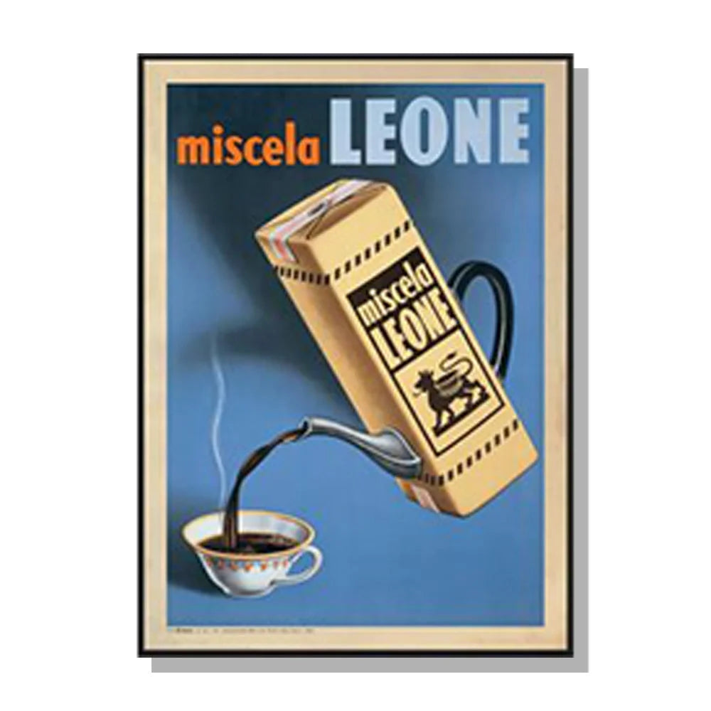 Wall Art 70cmx100cm Miscela Leone 1950 Canvas Black Frame