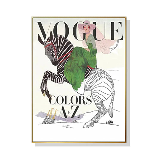 Wall Art 70cmx100cm Vogue Lady Gold Frame Canvas - Home &
