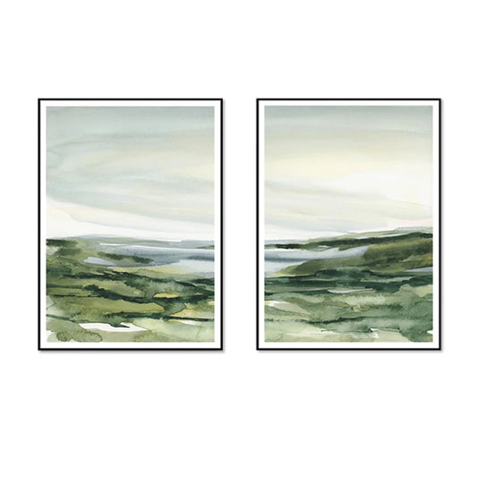 Wall Art 70cmx100cm Watercolor Landscape 2 Sets Black Frame