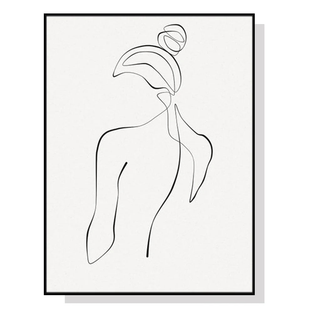 Wall Art 70cmx100cm Woman Back Line Art - Black Frame