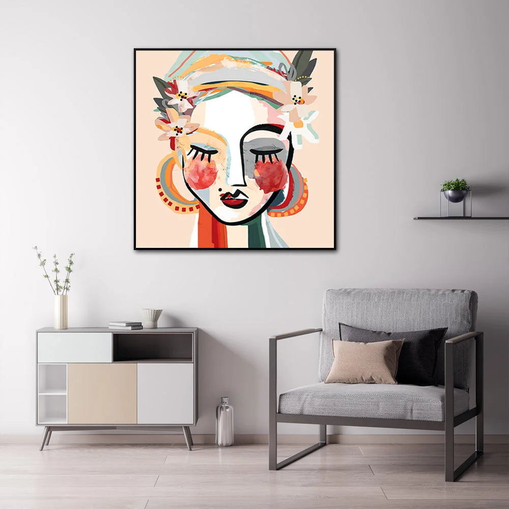 Wall Art 70cmx70cm Sophie - Black Frame Canvas - Home &