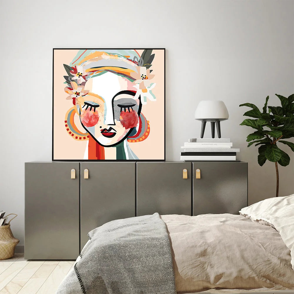 Wall Art 70cmx70cm Sophie - Black Frame Canvas - Home &