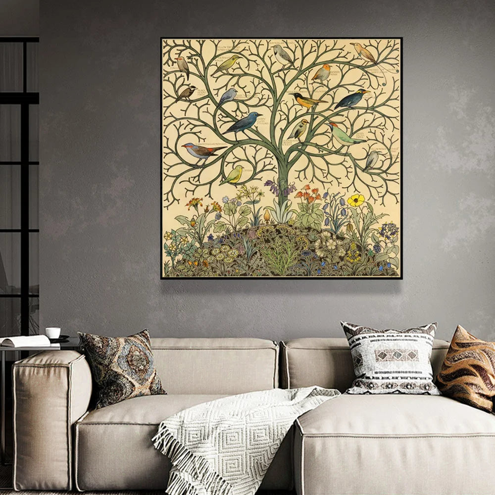 Wall Art 70cmx70cm Tree of Life - Black Frame Canvas - Home
