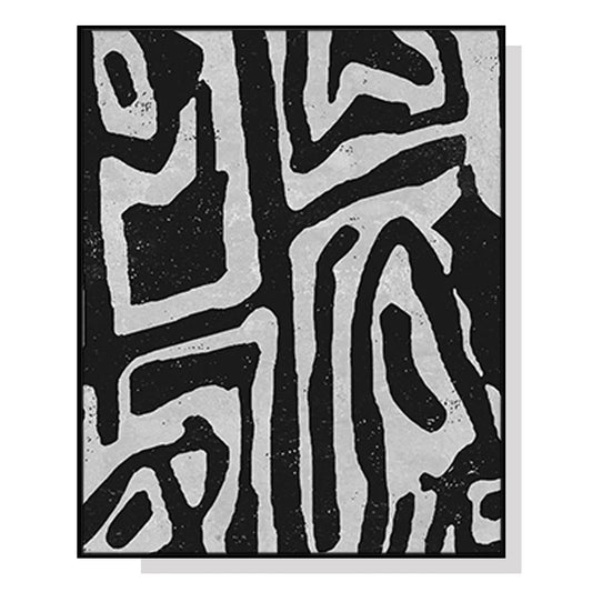 Wall Art 80cm x 120cm Abstract Black Artwork Black Frame