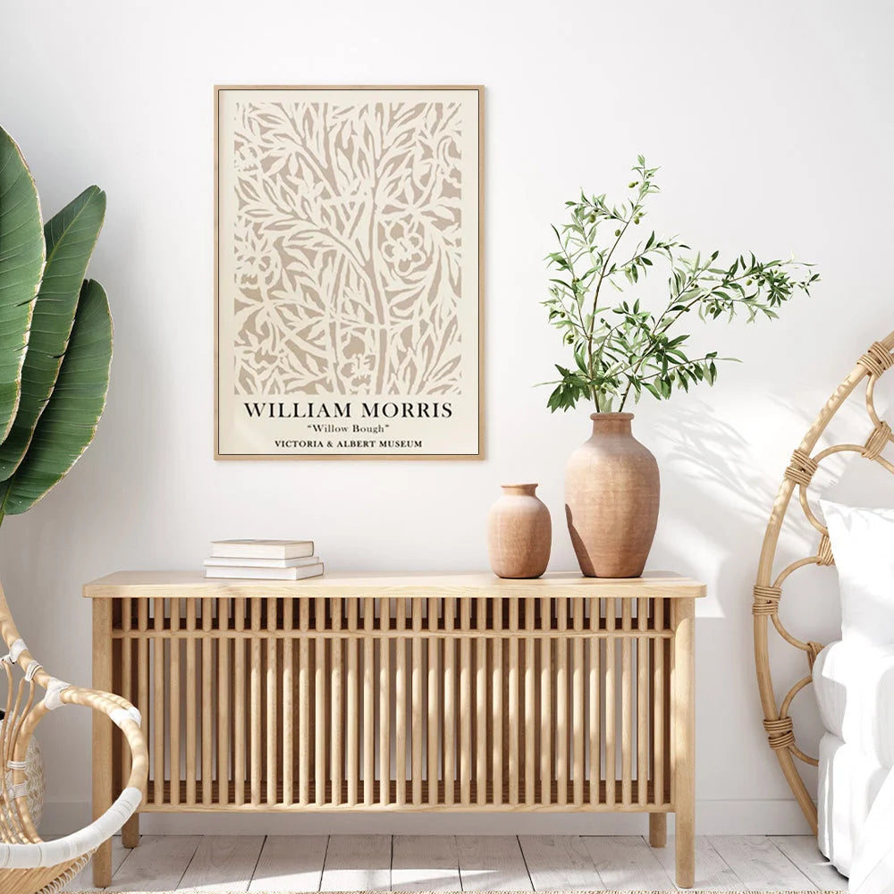 Wall Art 80cm x 120cm William Morris Neutral Wood Frame