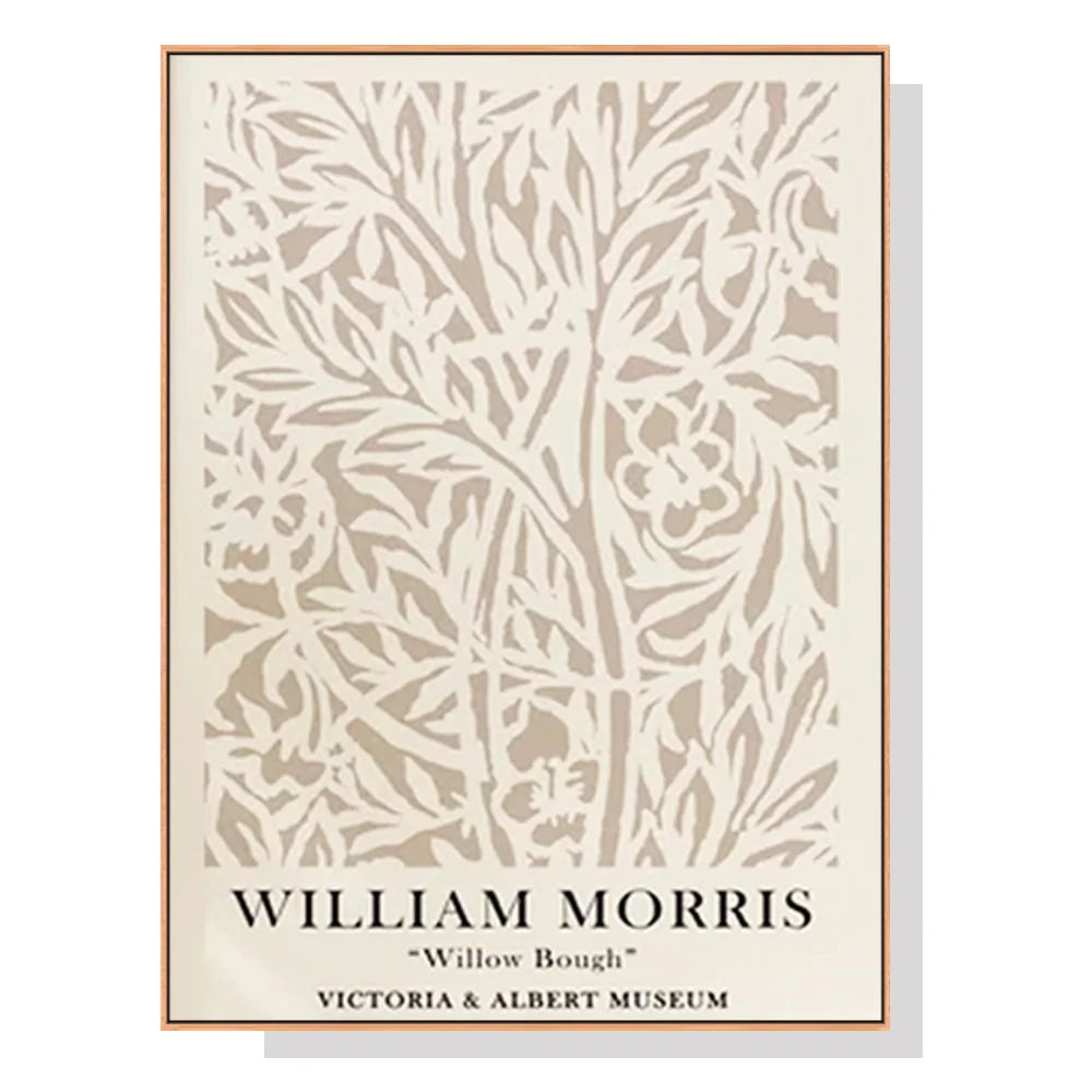 Wall Art 80cm x 120cm William Morris Neutral Wood Frame