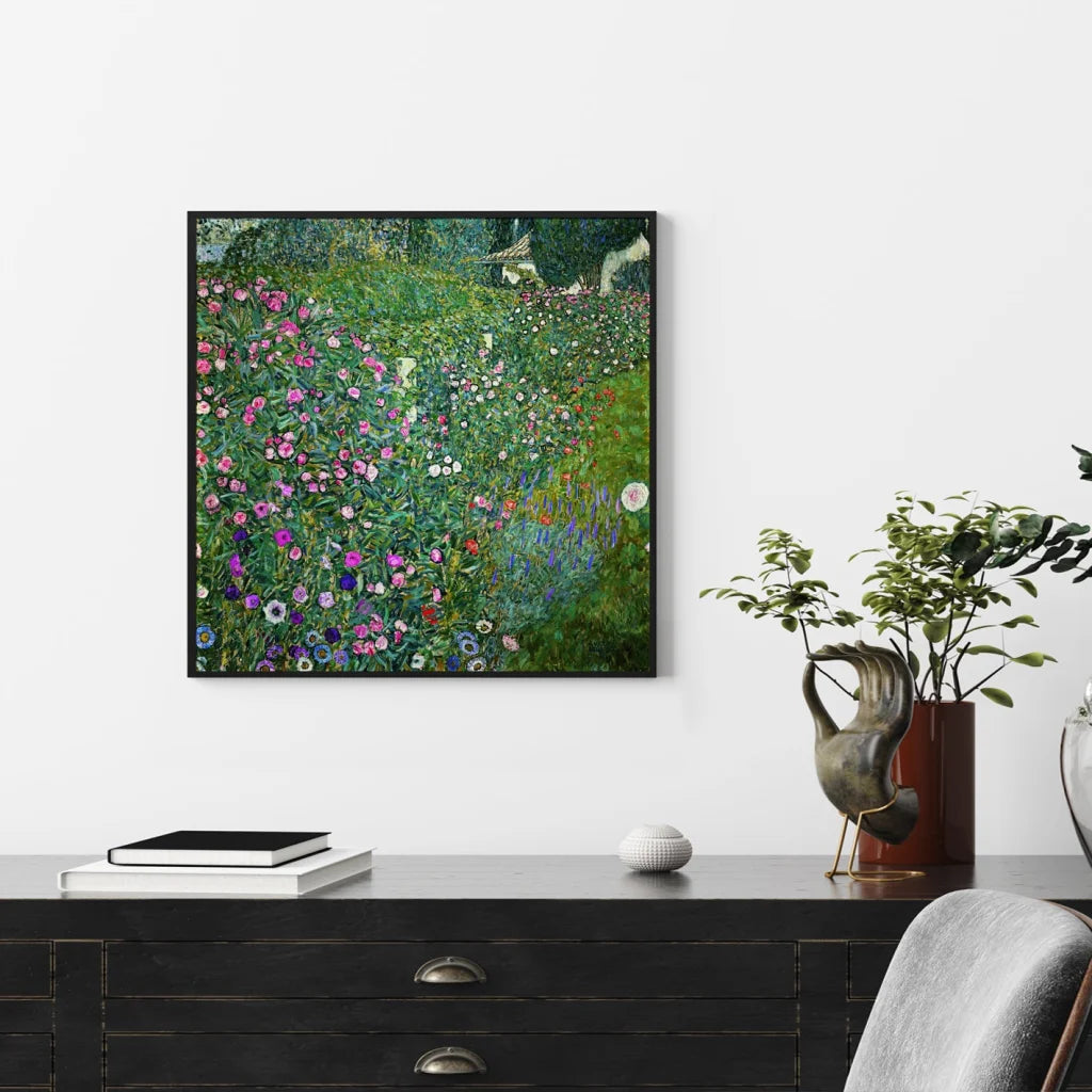 Wall Art 80cm x 80cm Italian Garden by Gustav Klimt Black