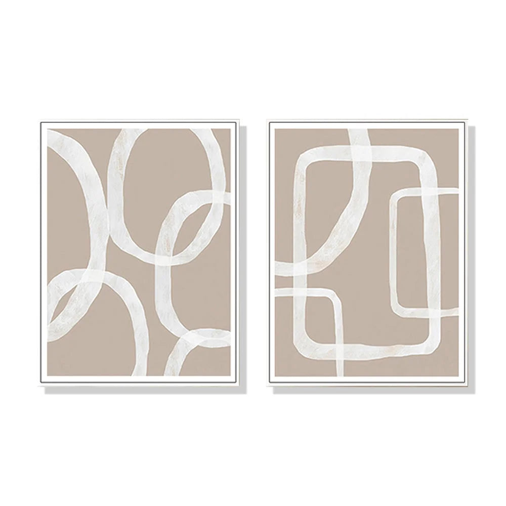 Wall Art 80cmx120cm - Abstract White Lines 2 Sets