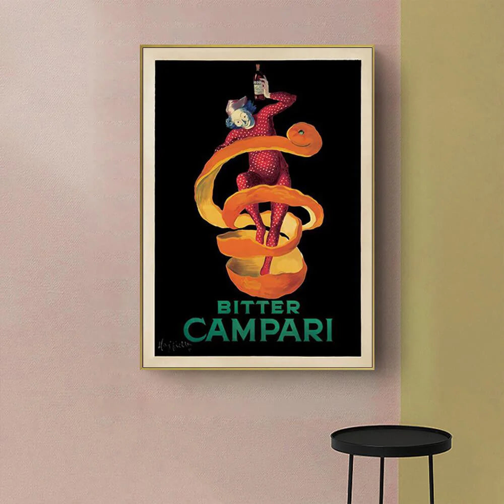 Wall Art 80cmx120cm Bitter Campari Canvas Gold Frame - Home