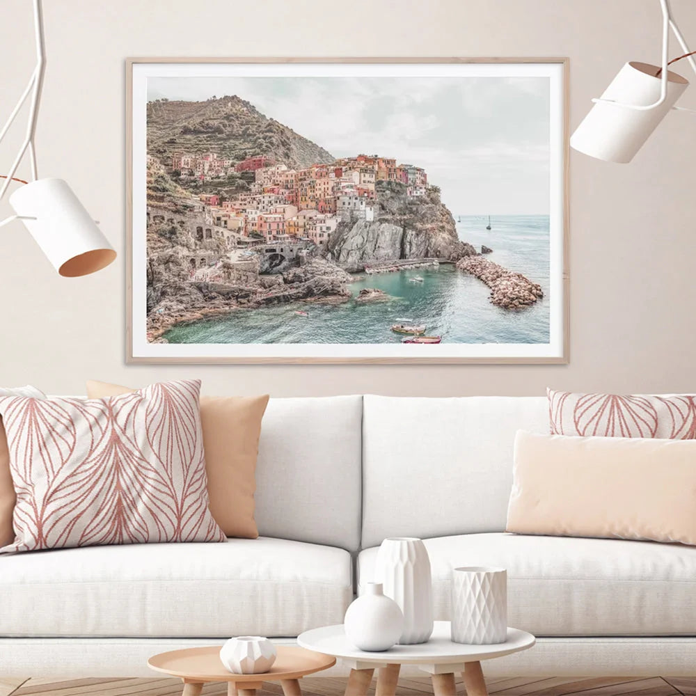 Wall Art 80cmx120cm Italy Cinque Terre Canvas Wood Frame