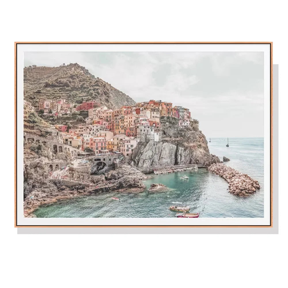 Wall Art 80cmx120cm Italy Cinque Terre Canvas Wood Frame